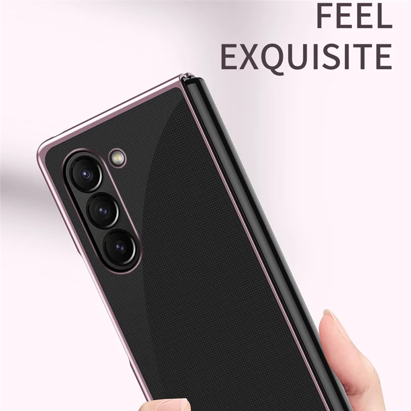 Für Samsung Galaxy Z Fold6 5G Hülle Klar PC Elektro-Beschichtung Harte Handyhülle - Silber