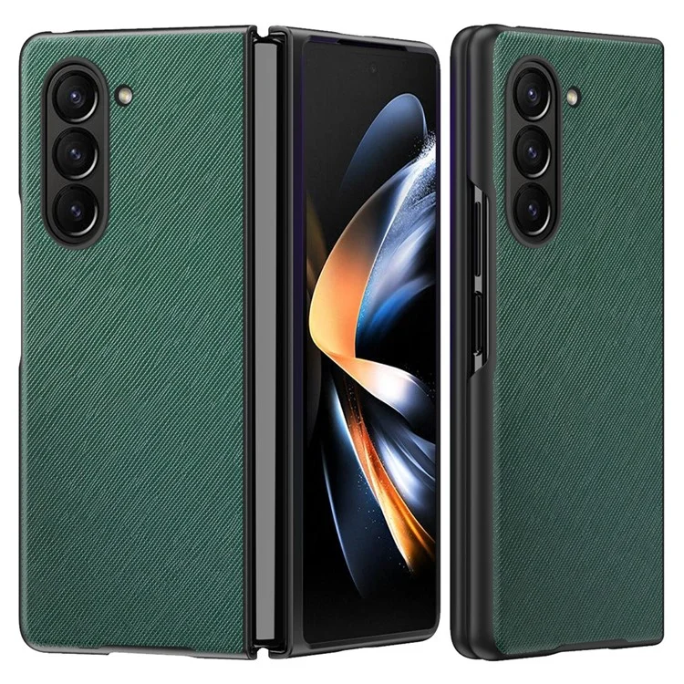 Для Samsung Galaxy Z Fold6 5G Case Anti-Scratch PU Кожа + PC Чехол с перекрестной текстурой - Зеленый