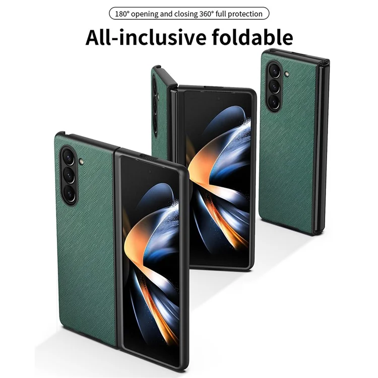 Для Samsung Galaxy Z Fold6 5G Case Anti-Scratch PU Кожа + PC Чехол с перекрестной текстурой - Зеленый