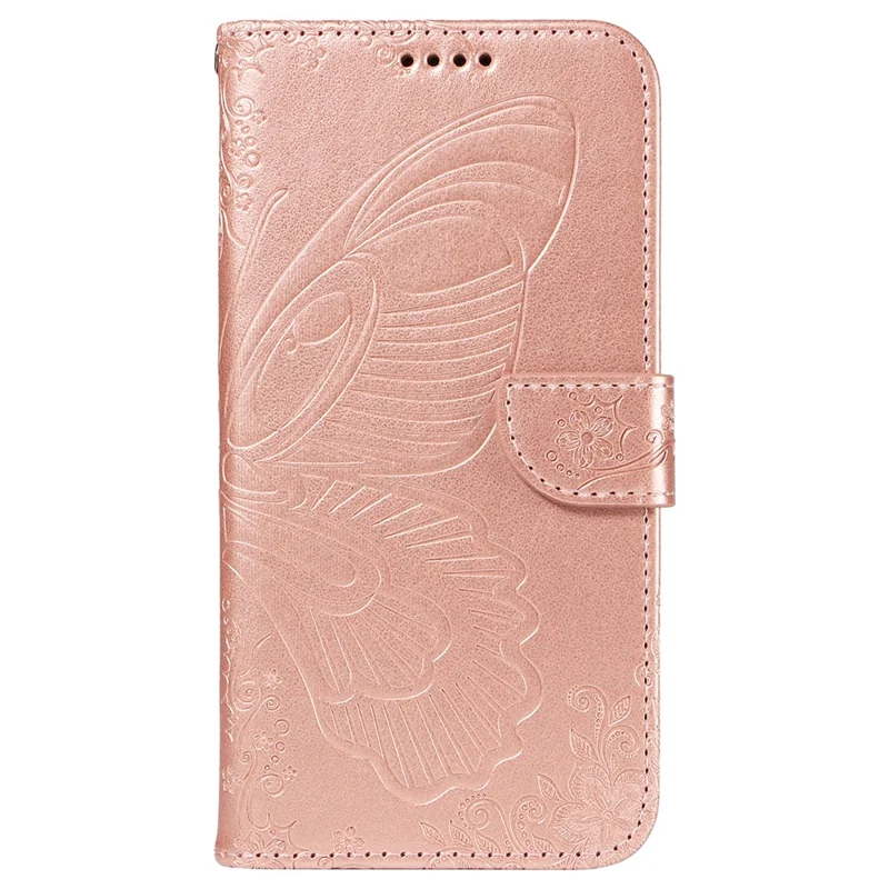 For Google Pixel 8a Case Butterfly Pattern Leather Phone Cover with Magnetic Clasp - Rose Gold