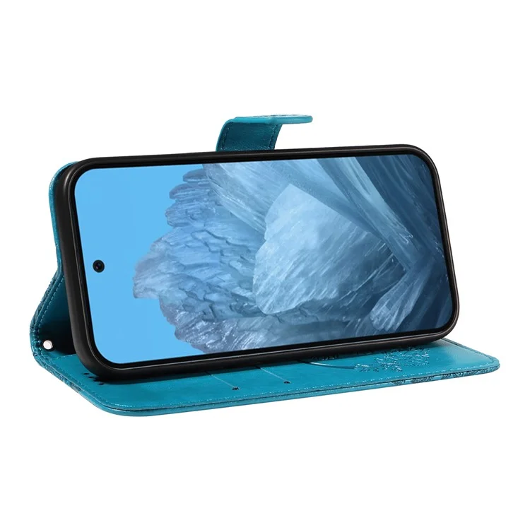 Für Google Pixel 9 / 9 Pro Case Pattern Imprint Scratch Resistant Leather Wallet Phone Cover - Blau