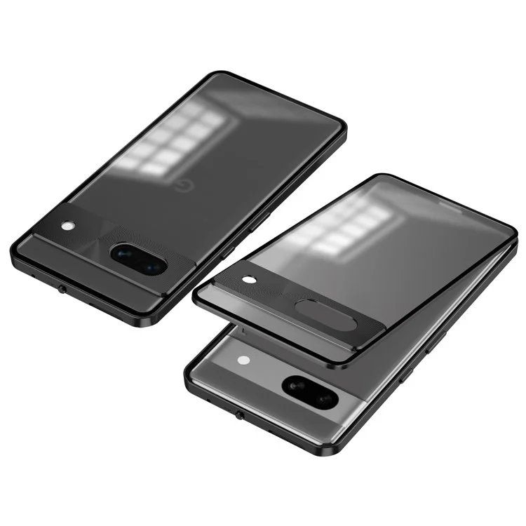 For Google Pixel 8a Case Pop-Up Snap Lock Anti-Drop Aluminium Alloy+PC Matte Phone Cover - Black