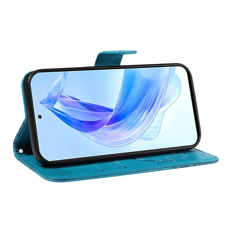 Чехол-кошелек для For Honor 90 Lite 5G / X50i 5G с бабочкиным рисунком, противоударный, из искусственной кожи - синий