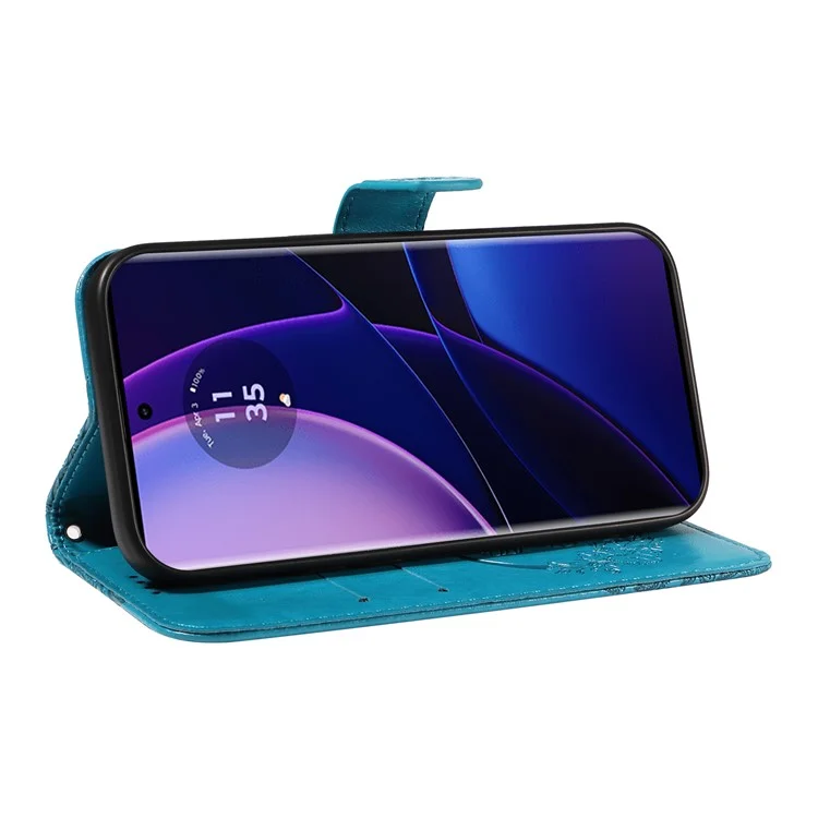Para Motorola Edge 40 5G Case PU Leather Butterfly Imprinted Phone Cover Wallet - Azul