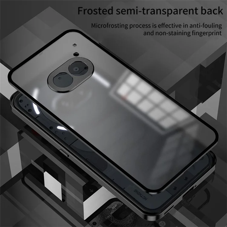 For Nothing Phone (2a) Case Pop-Up Snap Lock Anti-Drop Aluminium Alloy+PC Matte Phone Cover - Black