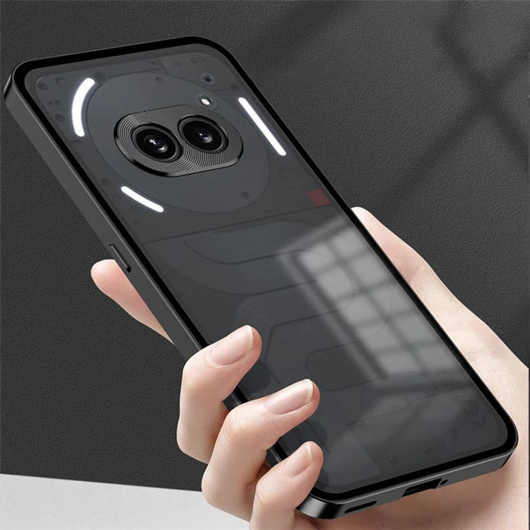 For Nothing Phone (2a) Case Pop-Up Snap Lock Anti-Drop Aluminium Alloy+PC Matte Phone Cover - Black