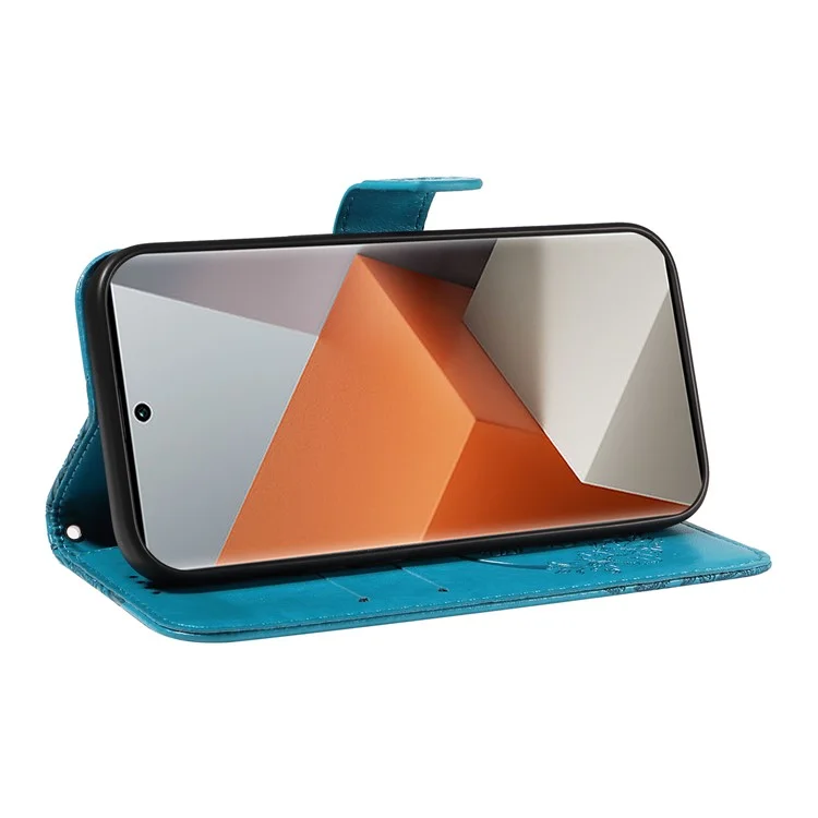 For Xiaomi Redmi Note 13 Pro+ 5G Case Butterfly Pattern PU Leather Folio Flip Phone Cover - Blue