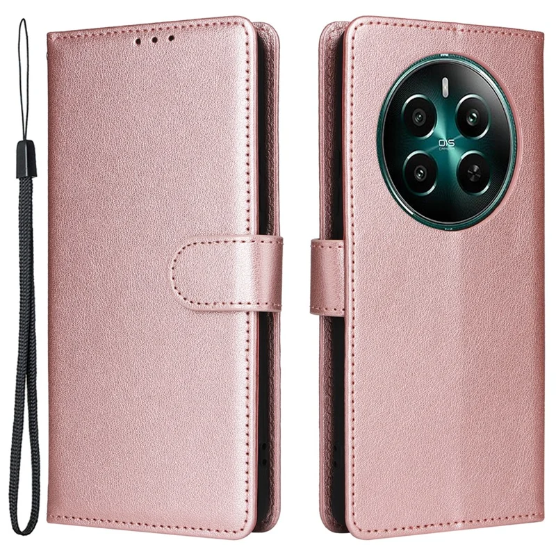 Per Realme 12 4G / 12+ 5G Case 3 Card Slots Slim-Fit Custodia in Pelle PU Stand per Telefono - Rose Gold