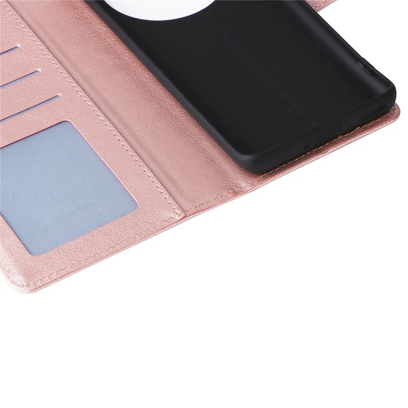 Per Realme 12 4G / 12+ 5G Case 3 Card Slots Slim-Fit Custodia in Pelle PU Stand per Telefono - Rose Gold