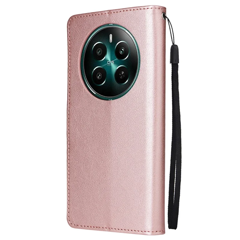 Per Realme 12 4G / 12+ 5G Case 3 Card Slots Slim-Fit Custodia in Pelle PU Stand per Telefono - Rose Gold