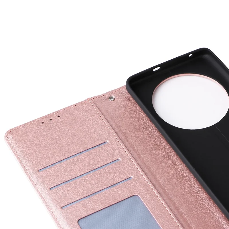 Per Realme 12 4G / 12+ 5G Case 3 Card Slots Slim-Fit Custodia in Pelle PU Stand per Telefono - Rose Gold
