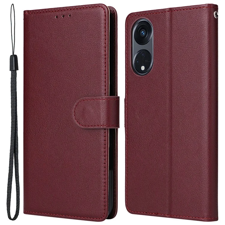 Para Oppo A1 Pro 5G / Reno8 T 5G Capa 3 Slots de Cartão à Prova de Quedas Capa de Carteira de Couro - Vermelho Vinho