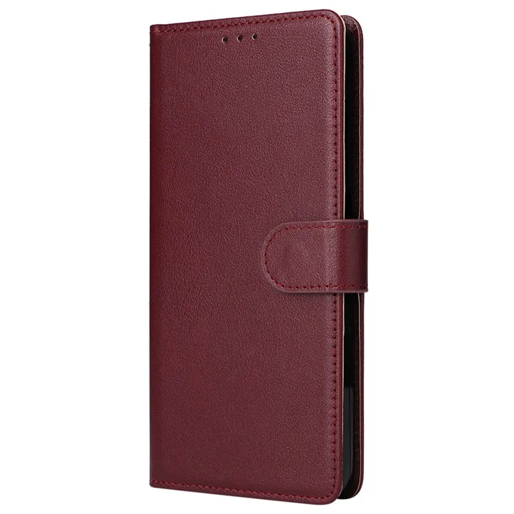 Para Oppo A1 Pro 5G / Reno8 T 5G Capa 3 Slots de Cartão à Prova de Quedas Capa de Carteira de Couro - Vermelho Vinho