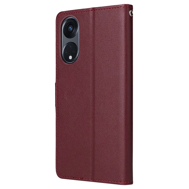 Para Oppo A1 Pro 5G / Reno8 T 5G Capa 3 Slots de Cartão à Prova de Quedas Capa de Carteira de Couro - Vermelho Vinho