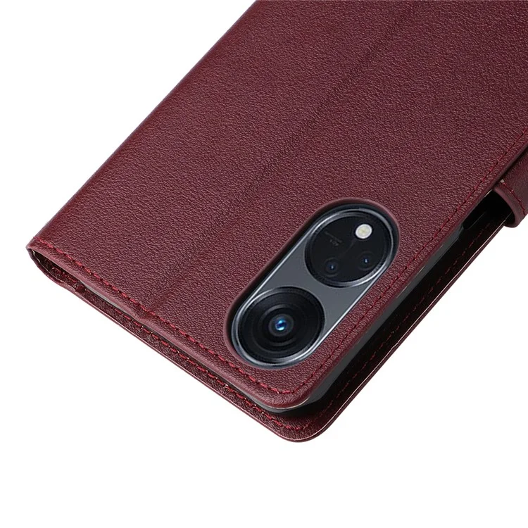 Para Oppo A1 Pro 5G / Reno8 T 5G Capa 3 Slots de Cartão à Prova de Quedas Capa de Carteira de Couro - Vermelho Vinho