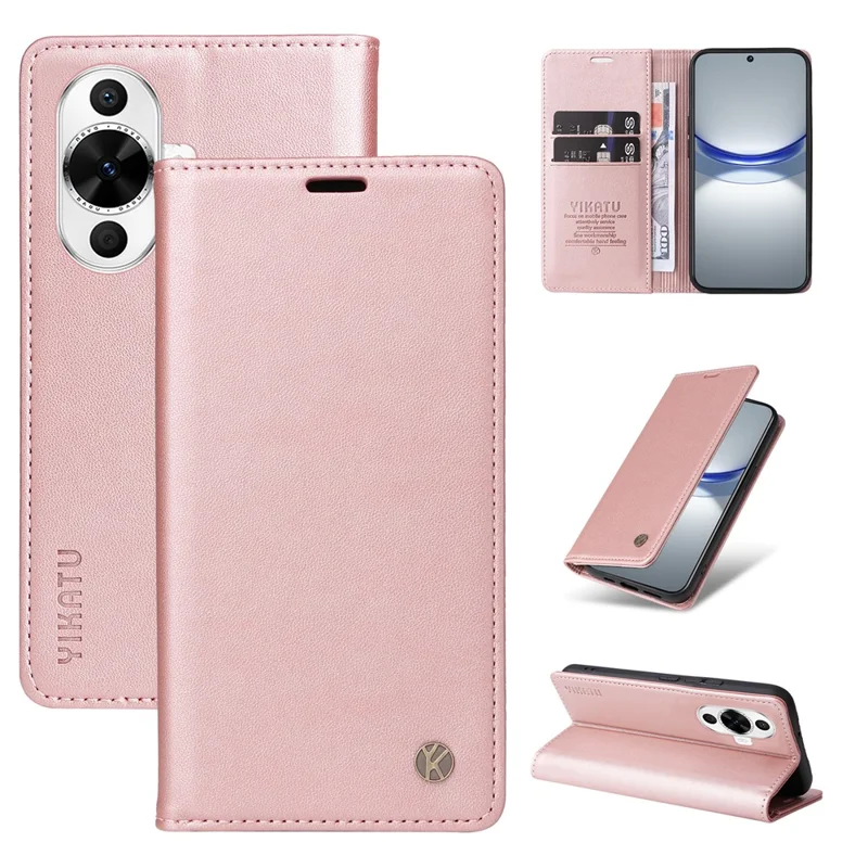 YIKATU YK-001 For Huawei nova 12s 4G / nova 12 Lite 4G / nova 11 Case Strong Magnetic Leather Phone Cover - Rose Gold