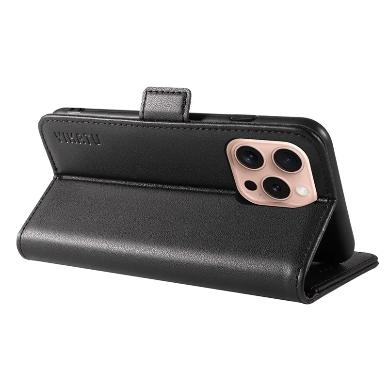 YIKATU YK-003 Per iPhone 16 Pro Case Wallet Card Slots PU Leather Phone Cover - Nero