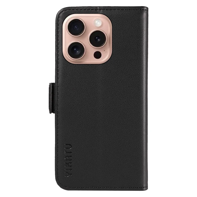 YIKATU YK-003 Per iPhone 16 Pro Case Wallet Card Slots PU Leather Phone Cover - Nero