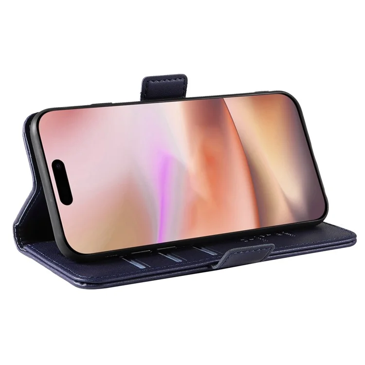YIKATU YK-003 Чехол-бумажник для iPhone 16 Plus из натуральной кожи с складной подставкой - Черный