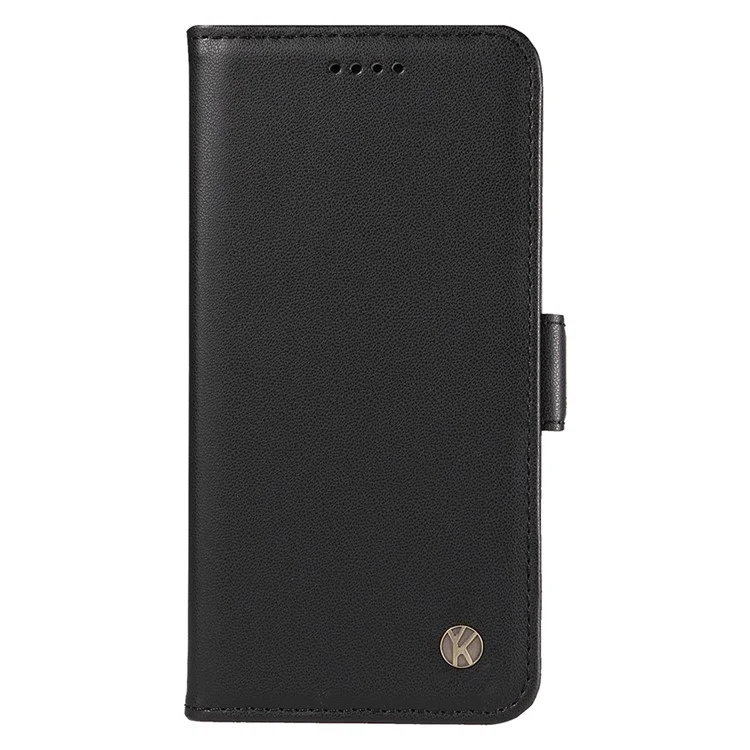 YIKATU YK-003 Чехол-бумажник для iPhone 16 Plus из натуральной кожи с складной подставкой - Черный