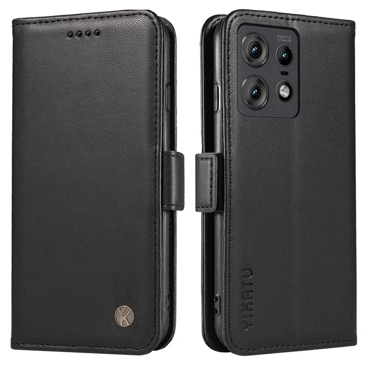 YIKATU YK-003 Für Motorola Edge 50 Pro 5G Hülle PU-Leder Magnetischer Schützender Klapphülle - Schwarz