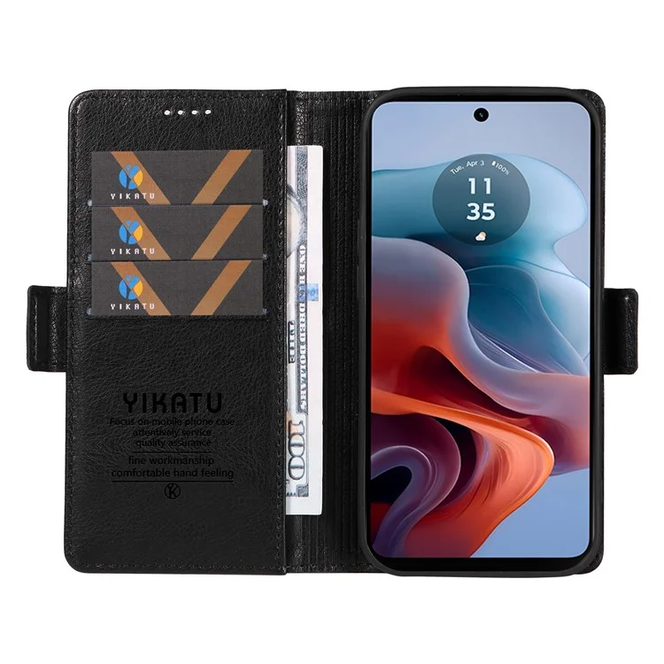 YIKATU YK-007 Pour Motorola Moto G45 5G / G34 5G Étui en cuir PU Portefeuille Coque de protection pour téléphone - Noir