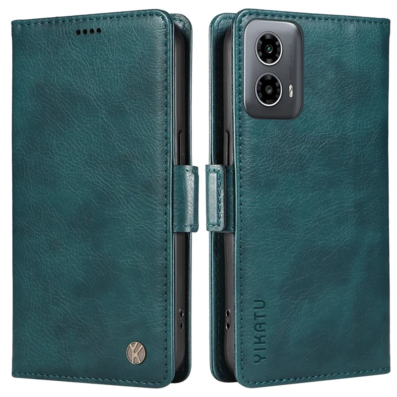 YIKATU YK-007 For Motorola Moto G45 5G / G34 5G Case PU Leather Wallet Protective Phone Cover - Blue
