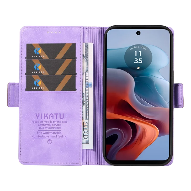 YIKATU YK-007 Per Motorola Moto G45 5G / G34 5G Custodia in Pelle Sintetica Portafoglio Custodia Protettiva per Telefono - Viola