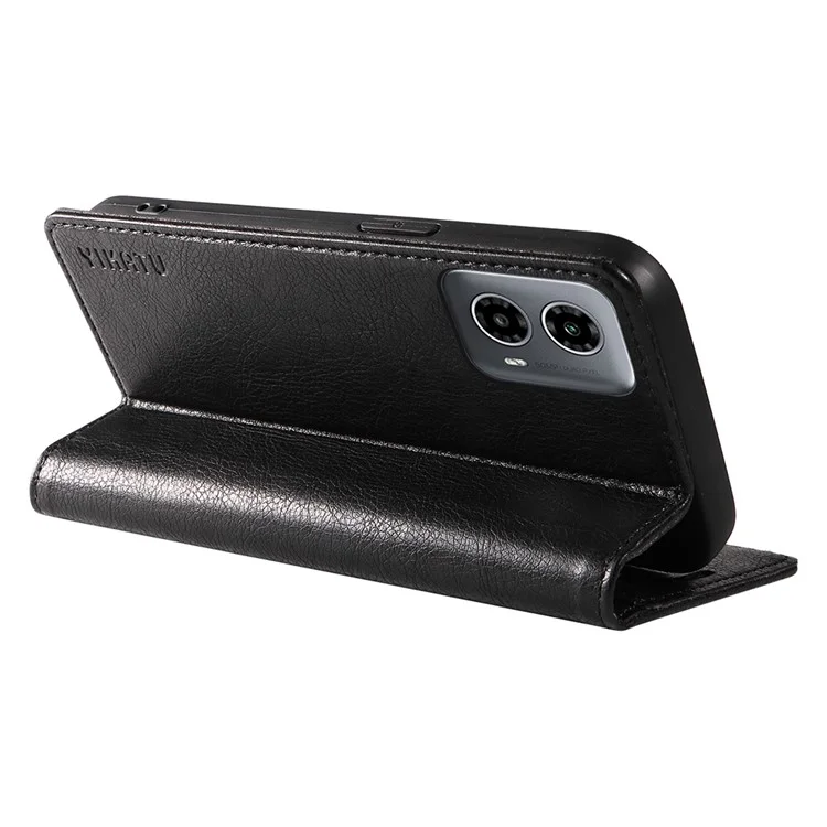YIKATU YK-006 Para Motorola Moto G45 5G / G34 5G Caja de Teléfono de Cuero Cubierta Textura de Lichí Cierre Magnético - Negro