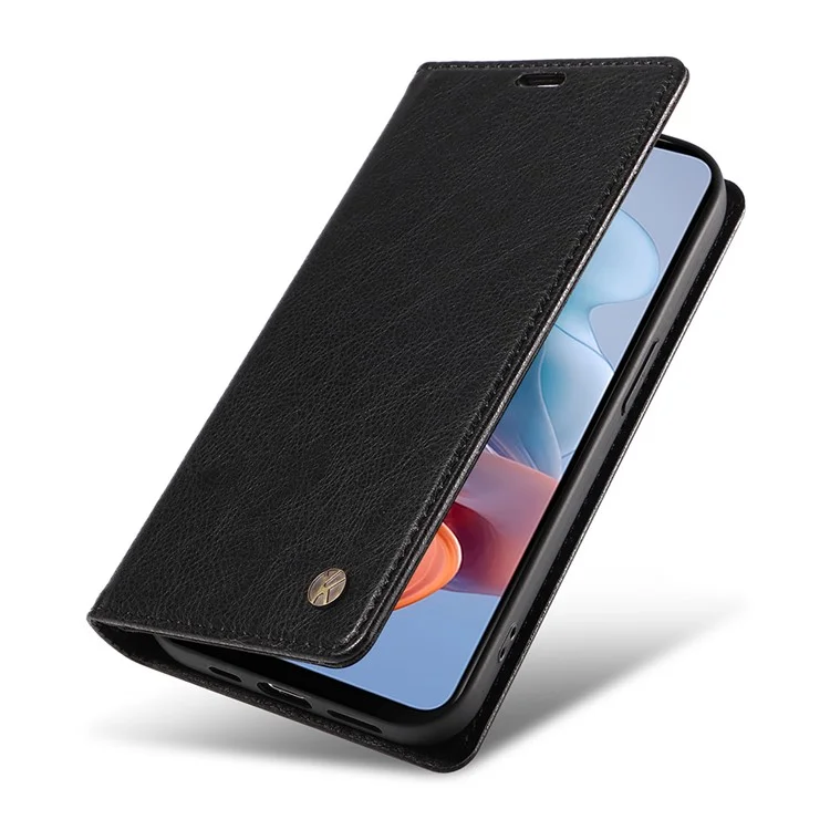YIKATU YK-006 Para Motorola Moto G45 5G / G34 5G Caja de Teléfono de Cuero Cubierta Textura de Lichí Cierre Magnético - Negro