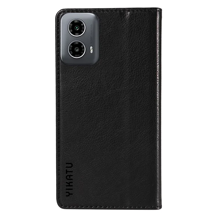 YIKATU YK-006 Para Motorola Moto G45 5G / G34 5G Caja de Teléfono de Cuero Cubierta Textura de Lichí Cierre Magnético - Negro