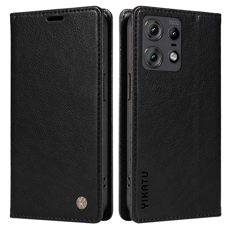YIKATU YK-006 For Motorola Edge 50 Pro 5G Case Leather Phone Cover Magnetic Closing - Black