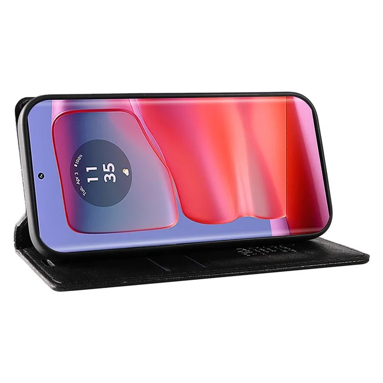 YIKATU YK-006 For Motorola Edge 50 Pro 5G Case Leather Phone Cover Magnetic Closing - Black