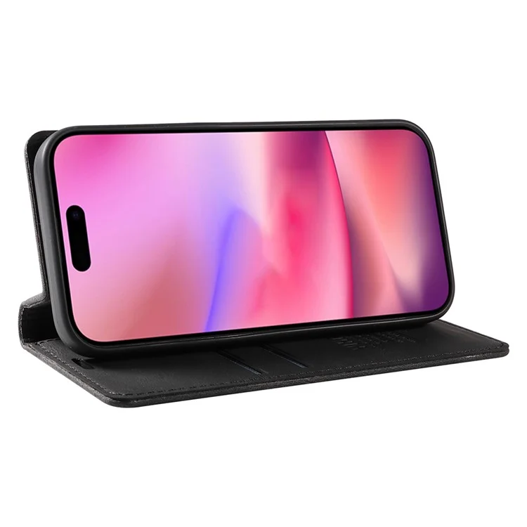 YIKATU YK-004 Per iPhone 16 Case Magnetic Closing Wallet Phone Leather Cover - Nero
