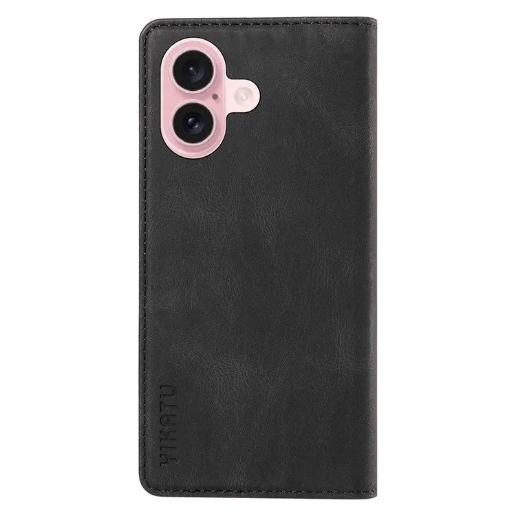 YIKATU YK-004 Per iPhone 16 Case Magnetic Closing Wallet Phone Leather Cover - Nero