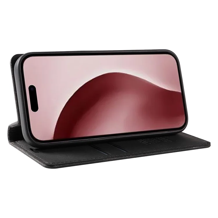 YIKATU YK-004 Funda para iPhone 16 Pro Funda de Teléfono de Cuero Función de Absorción Magnética y Soporte - Negro