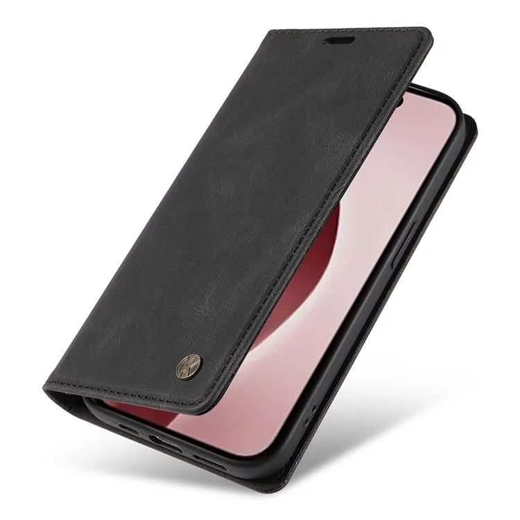 YIKATU YK-004 Funda para iPhone 16 Pro Funda de Teléfono de Cuero Función de Absorción Magnética y Soporte - Negro