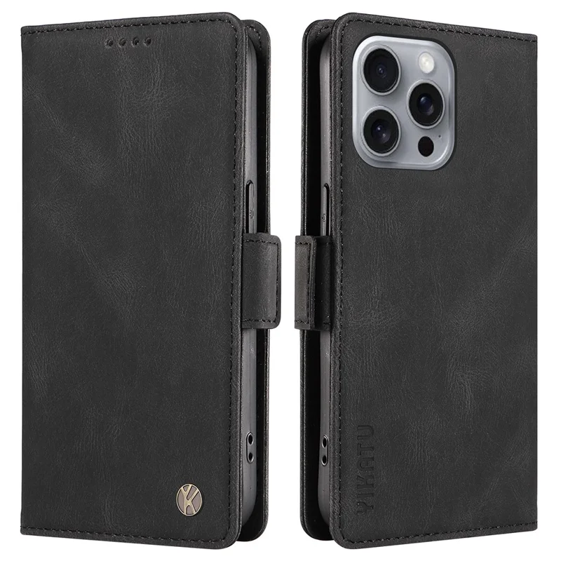 YIKATU YK-005 For iPhone 16 Pro Max Case Leather Phone Cover with Side Magnetic Clasp - Black