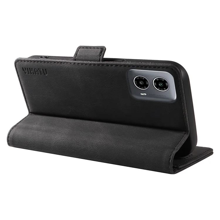 YIKATU YK-005 Funda para Motorola Moto G45 5G / G34 5G Ranura para tarjetas Contacto con la piel Funda de teléfono de cuero magnético - Negro