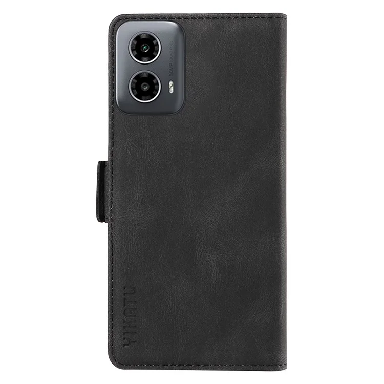 YIKATU YK-005 Funda para Motorola Moto G45 5G / G34 5G Ranura para tarjetas Contacto con la piel Funda de teléfono de cuero magnético - Negro