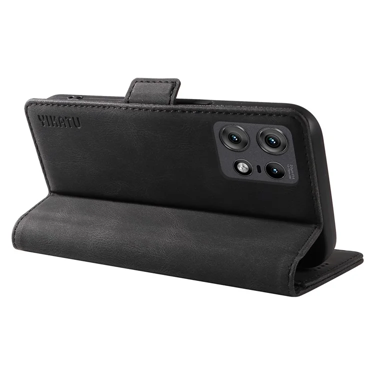 YIKATU YK-005 Para Motorola Edge 50 Pro 5G Case Slot de Cartão Pele-Toque Couro Flip Phone Cover - Preto