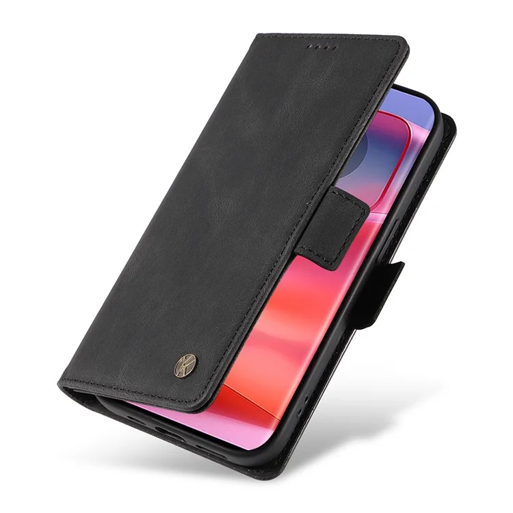 YIKATU YK-005 Para Motorola Edge 50 Pro 5G Case Slot de Cartão Pele-Toque Couro Flip Phone Cover - Preto