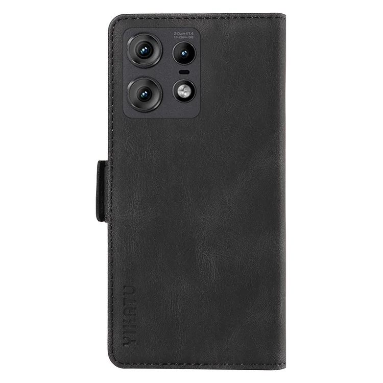 YIKATU YK-005 Para Motorola Edge 50 Pro 5G Case Slot de Cartão Pele-Toque Couro Flip Phone Cover - Preto