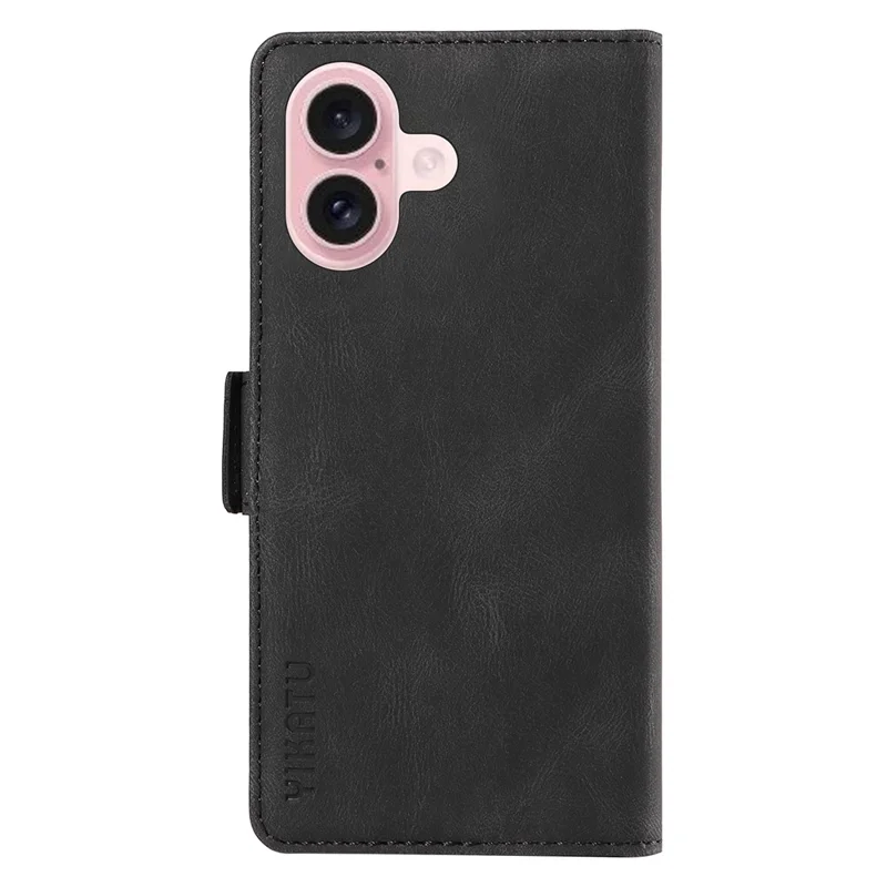 YIKATU YK-005 Für iPhone 16 Hülle aus PU-Leder, Brieftaschen-Handy-Cover Skin-Touch-Feeling - Schwarz