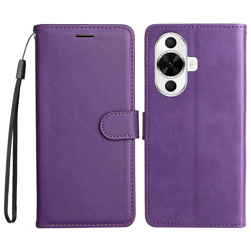 For Huawei nova 12s 4G / nova 11 / 12 Lite 4G Case Solid Color Leather Mobile Cover Wallet Stand with Strap - Purple