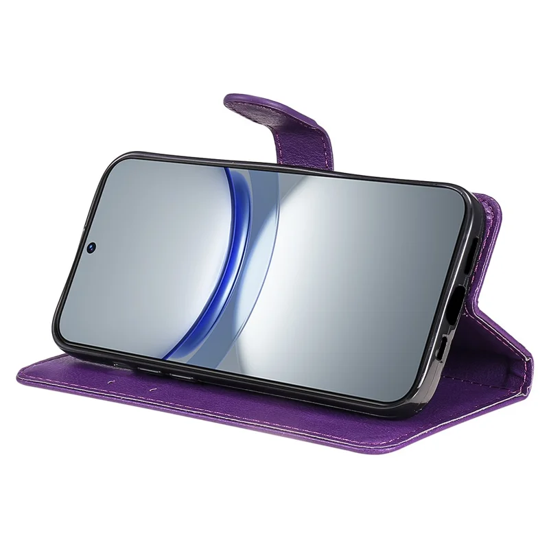 For Huawei nova 12s 4G / nova 11 / 12 Lite 4G Case Solid Color Leather Mobile Cover Wallet Stand with Strap - Purple