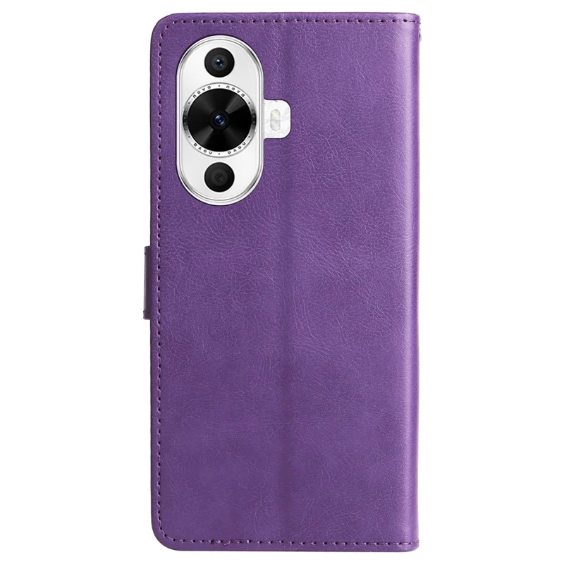 For Huawei nova 12s 4G / nova 11 / 12 Lite 4G Case Solid Color Leather Mobile Cover Wallet Stand with Strap - Purple