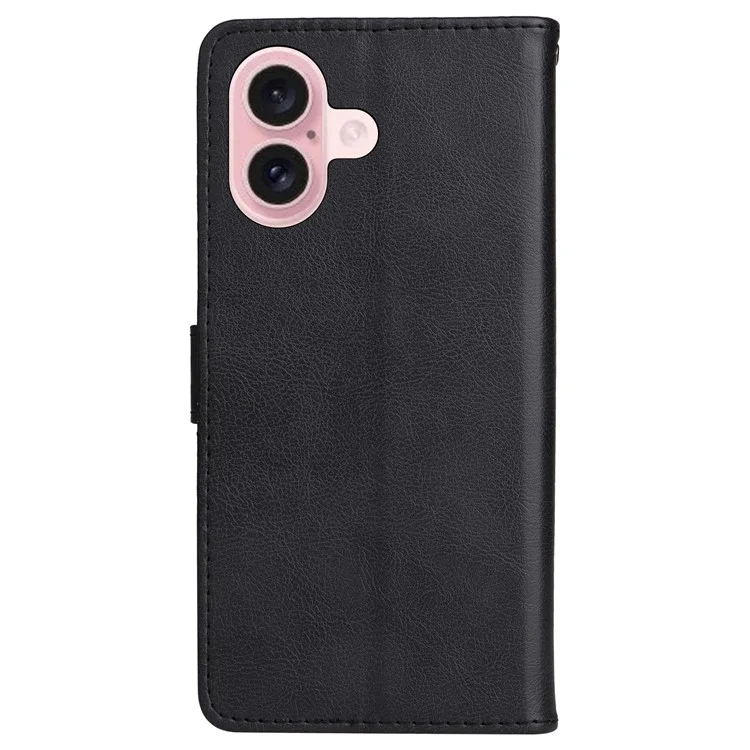 KT Leather Series-2 für iPhone 16 Case Card Slots Wallet Phone Leather Cover - Schwarz