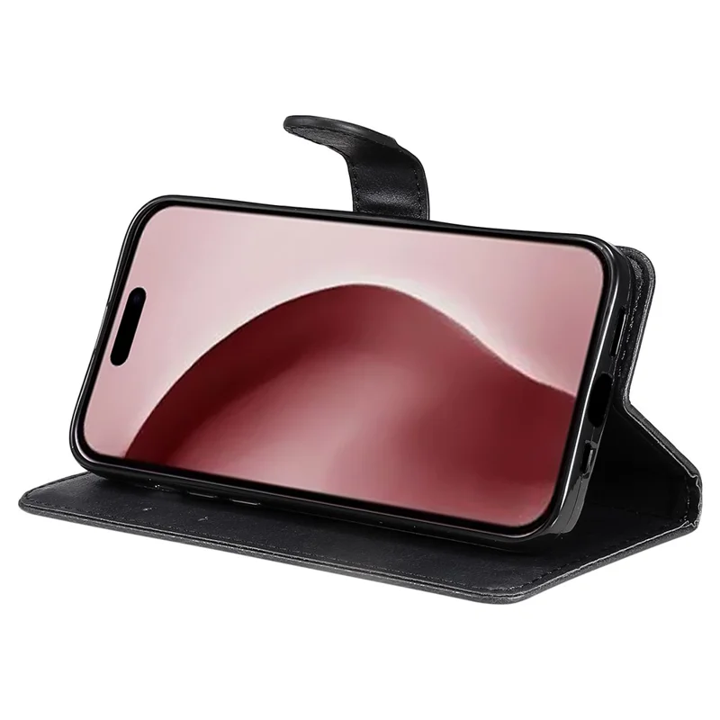 KT Leather Series-2 für iPhone 16 Pro Schutzhülle Einfarbiges Leder Handyhülle - Schwarz