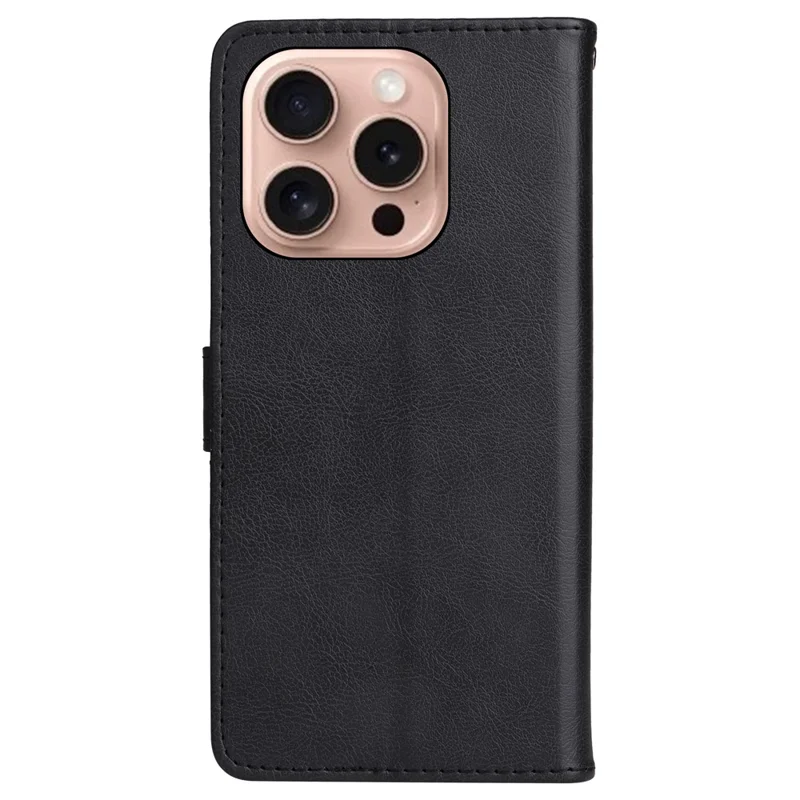 KT Leather Series-2 für iPhone 16 Pro Schutzhülle Einfarbiges Leder Handyhülle - Schwarz